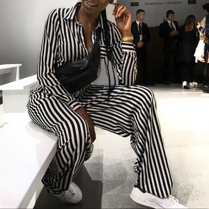 Black and white striped jumper